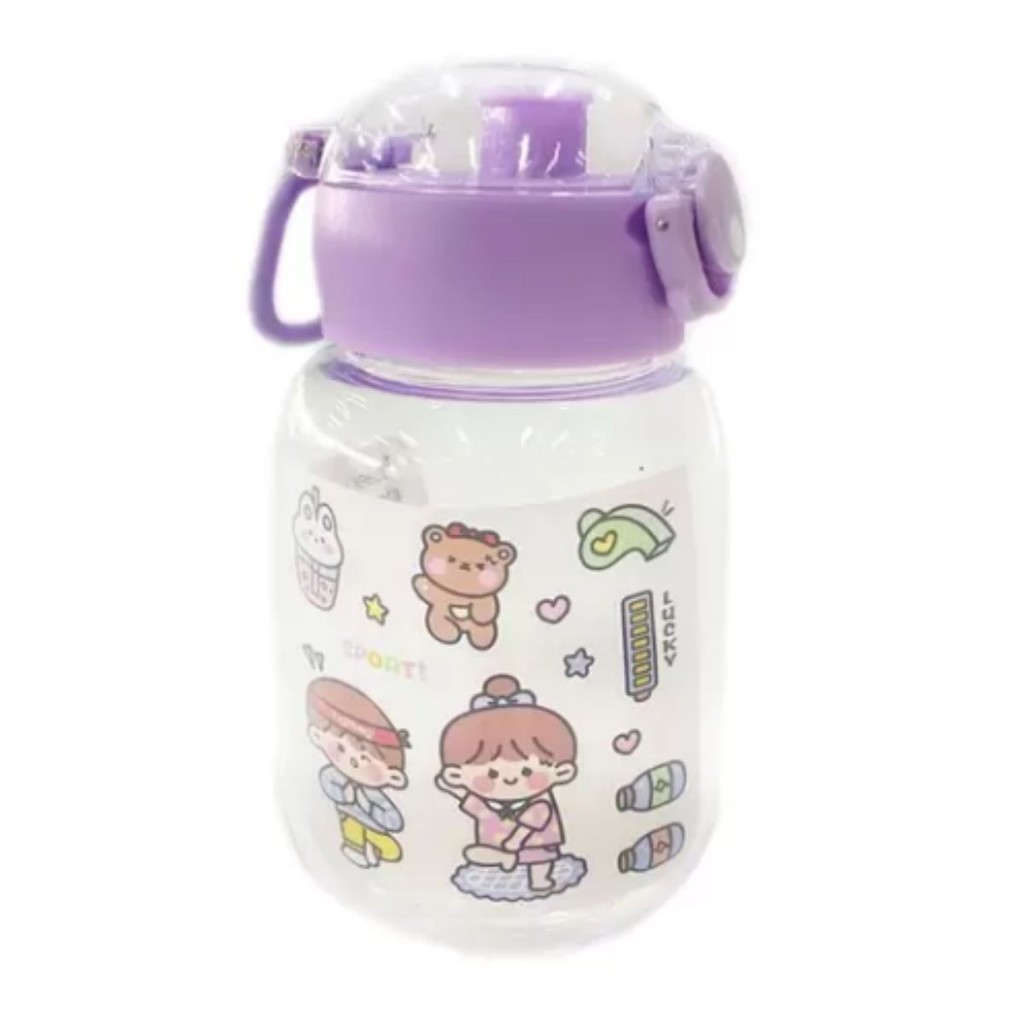 Garrafa Squeeze de Plastico 500 ML Com Trava de Segurança e Alsa Fofa Lilas Estrela