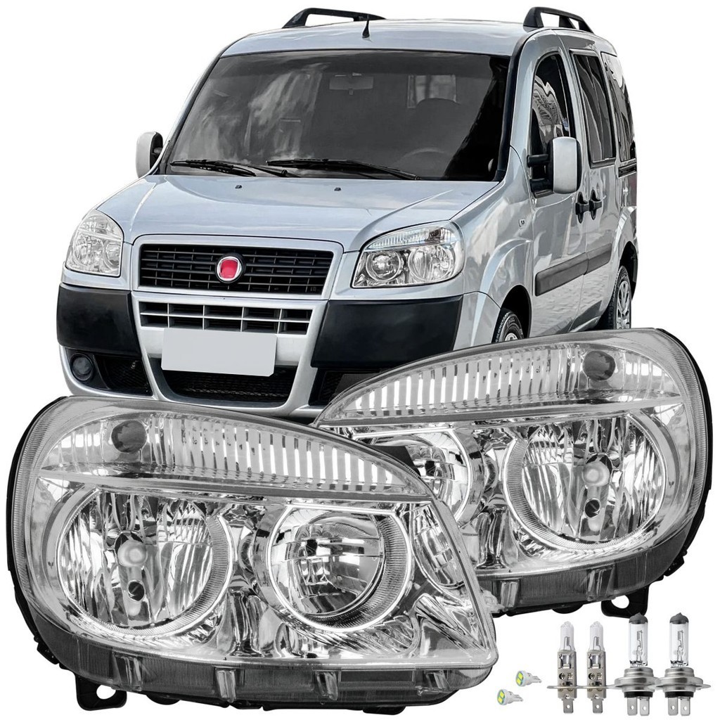 Par Farol Doblo Cargo 2010 2011 2012 13 à 19 2020 Cromado e Manual + Lâmpada