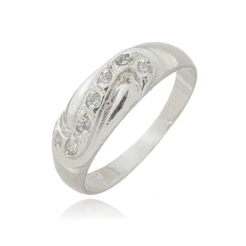 Anel em Prata 950 Estilo Moderno com Pedra Zirconias