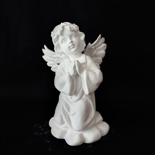 Imagem Anjo Ajoelhado na Nuvem Orando - 20x12x12cm em Gesso para Pintar Grande