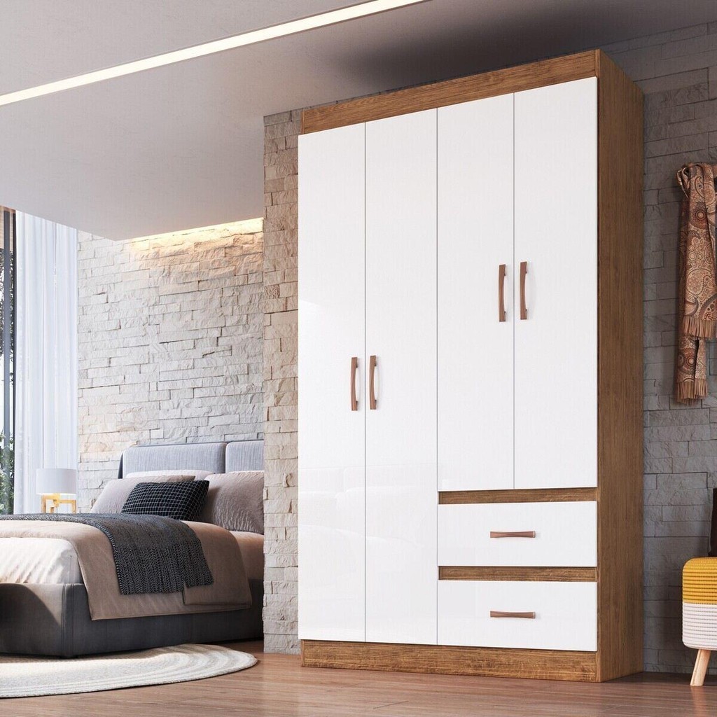 Guarda-Roupas Solteiro 4 Portas e 2 Gavetas Multimóveis CR35209 em Oferta na Shopee