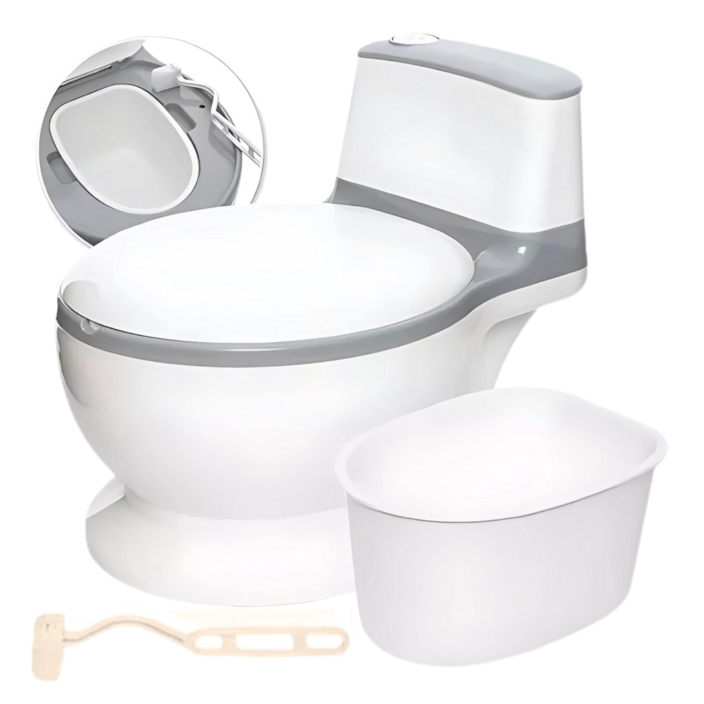 Troninho Vaso Sanitário Infantil Penico Branco Cinza Castela - Mom & Baby