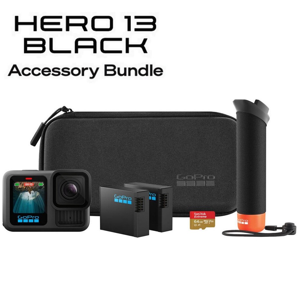 Câmera GoPro HERO 13 Accessory Bundle 2 Baterias + Cartão + Bastão