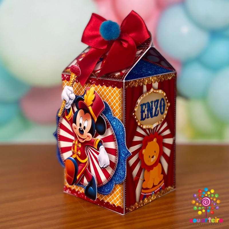 Caixa Milk  Circo do Mickey 3D - Personalizado - 10 UNIDADES – Lembrancinha personalizada para Festa infantil