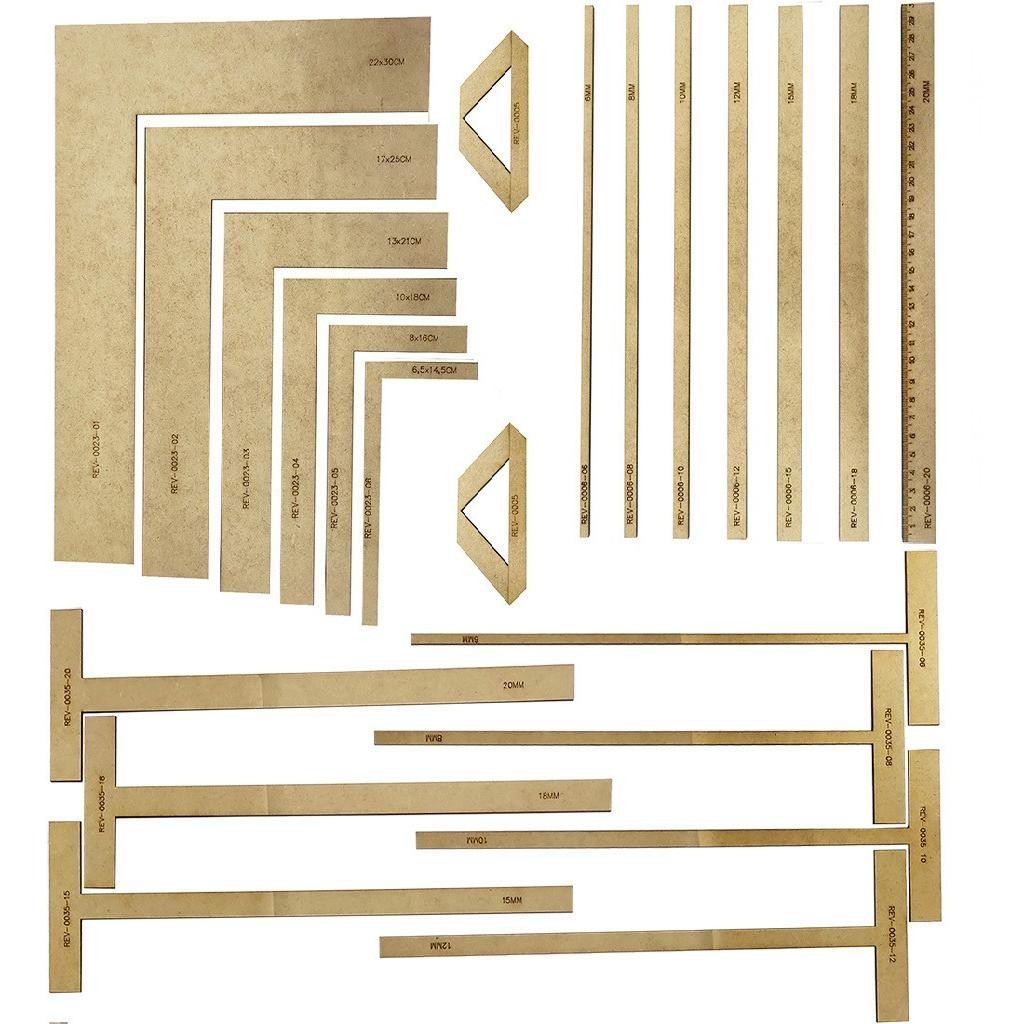 7 Gabaritos 2 Régua Arte Fio Cabelo 6 Esquadro 7 T Scrapbook