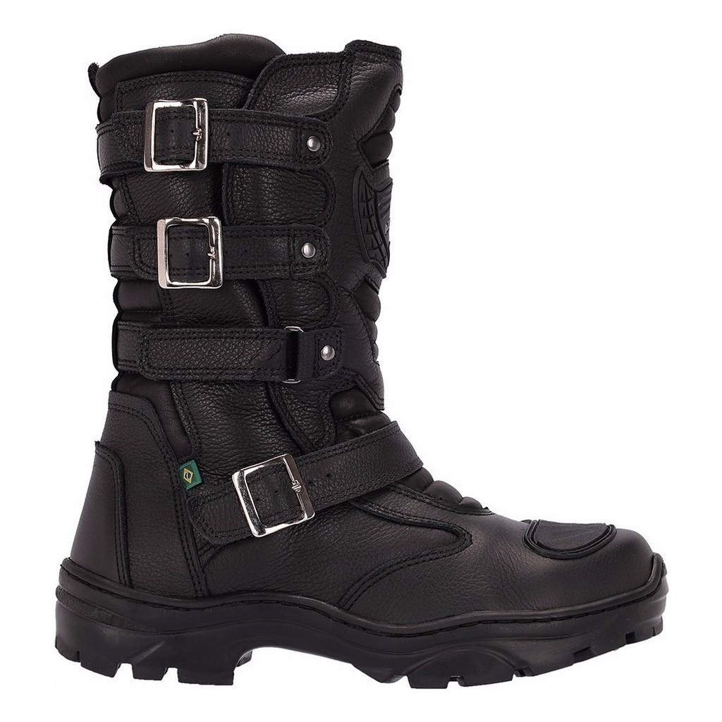 Bota Coturno Motociclista Azimute 100% Couro Super Macio Tor