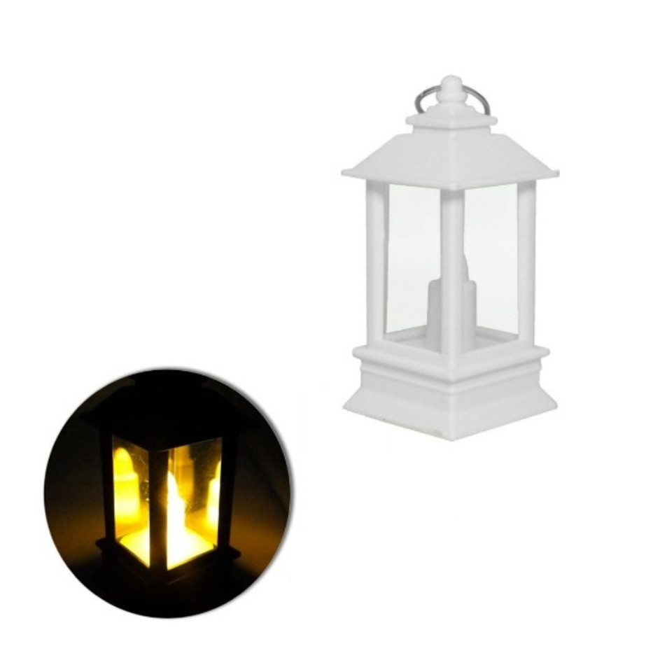 Lamparina Decor Lampião Branca Artificial Led 13cm C/ Bateria