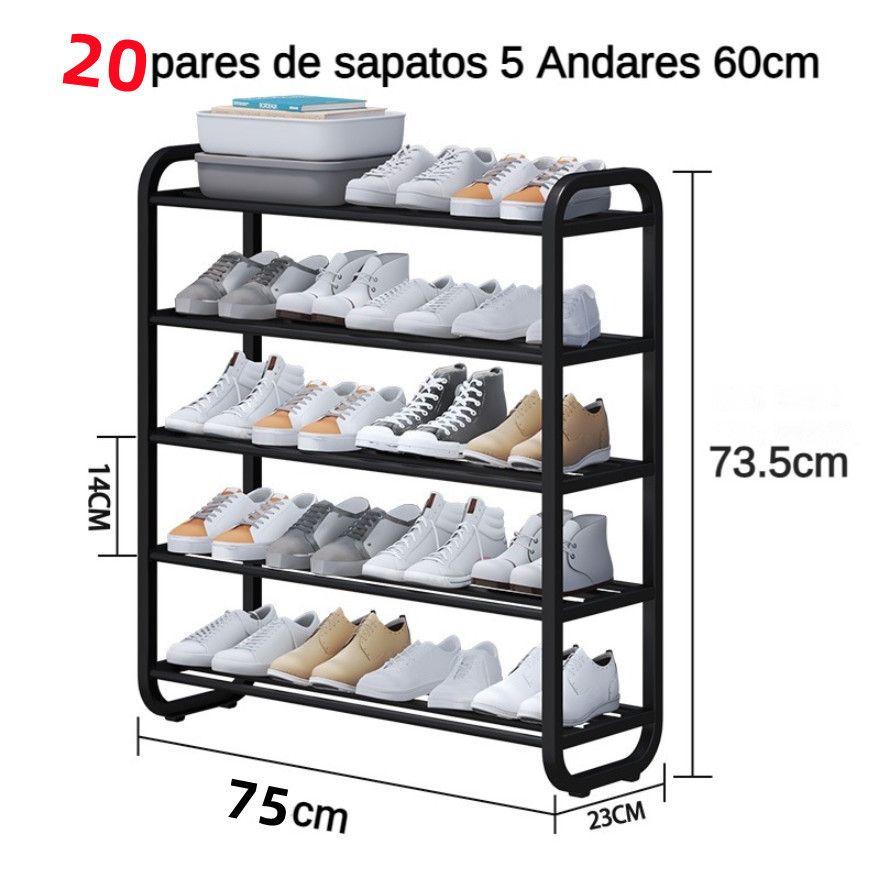 Sapateira Multiuso com 5 Andares - 75 cm de Largura Prateleira de armazenamento de sapateira em Oferta na Shopee