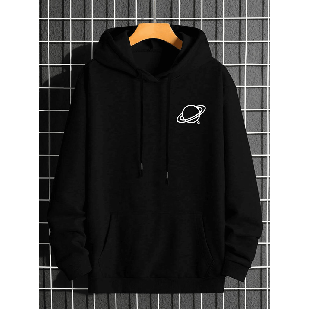 Blusa Frio Moletom Planeta Canguru Unissex Estampado Espaço Disco Voador Algodão Espaço Space