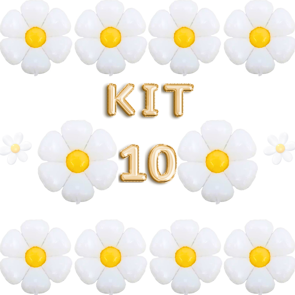 Kit 5 10 20 ou 30 Balão Flor Margarida Branca 45cm Decoração Festa Jardim Enfeite em Oferta na Shopee