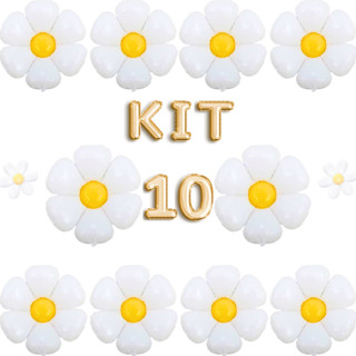 Kit 5 10 20 ou 30 Balão Flor Margarida Branca 45cm Decoração Festa Jardim Enfeite em Oferta na Shopee