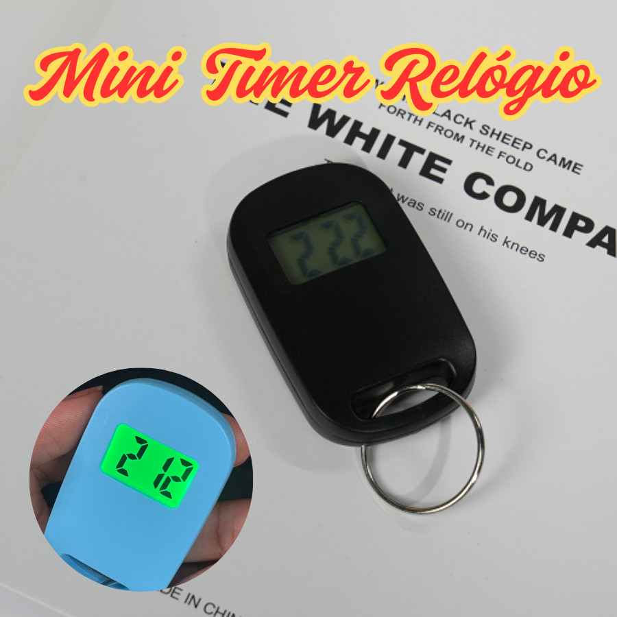 Mini Timer Relógio De Bolso 3,5X6,5Cm Portátil Com Chaveiro Para Sua Bolsa LED Verde Digital Útil
