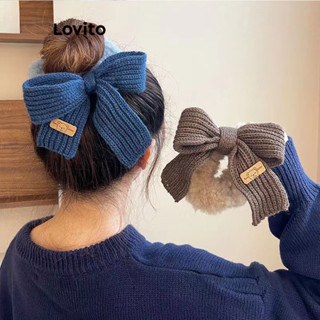 Lovito Laços de Cabelo Fofos com Laço para Mulheres LFA03179 (Caqui/Azul)