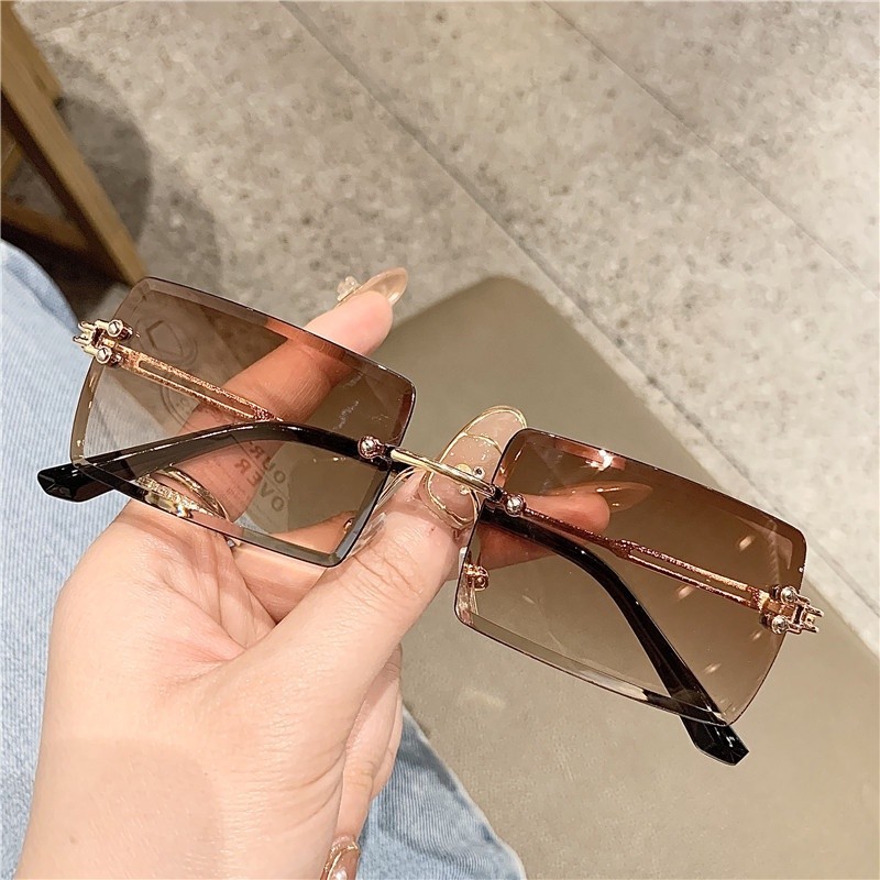 Novo Estilo De Óculos De Sol Quadrados Sem Moldura Moda Mulher Tendência Européia E Americana