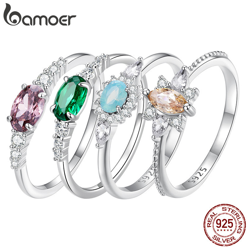 BAMOER 925 Sterling Silver Band Anéis De Noivado Halo Estilo Vitoriano Para Mulheres Jóias De Casamento De Luxo em Oferta na Shopee