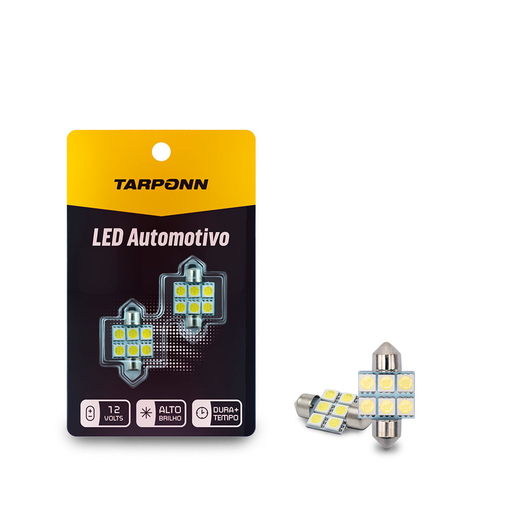 Par Lâmpada Led Tarponn Interior Carro Torpedo 6 Leds 31 Mm em Oferta na Shopee