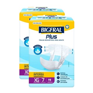Kit 2 Fralda Geriátrica Bigfral Regular Plus Tamanho XG com 7 Unidades cada