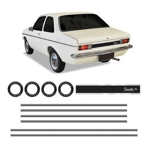 Kit Faixa Chevette 1976/ Sl Adesivo Lateral Traseiro E Rodas
