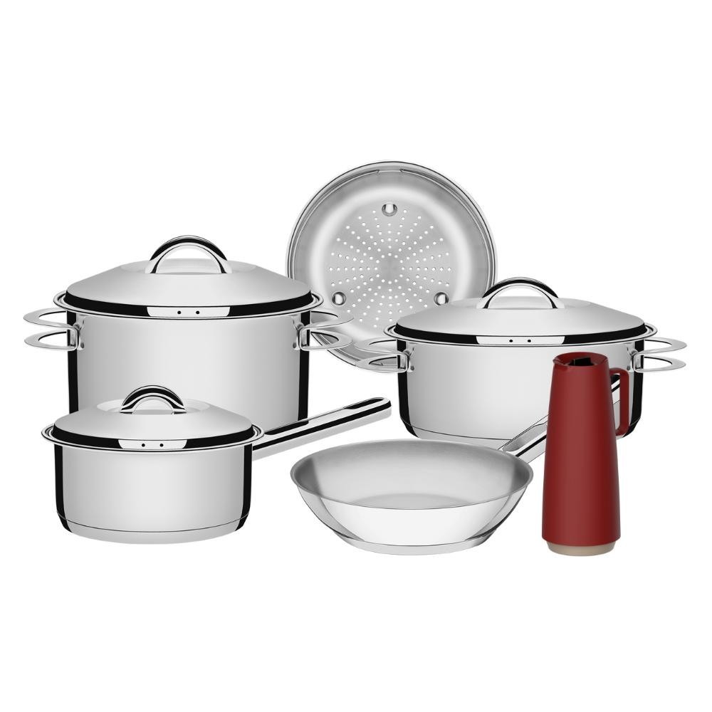 Jogo Panelas Tramontina Solar Inox 6 Peças Fundo Triplo em Oferta na Shopee