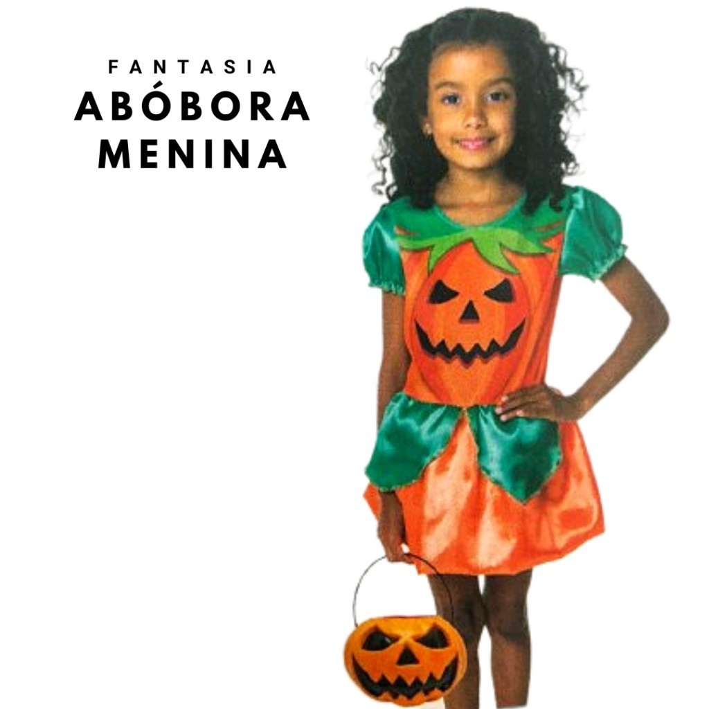 Fantasia Menina Abóbora Halloween com Balde de Abóbora - Master Toy