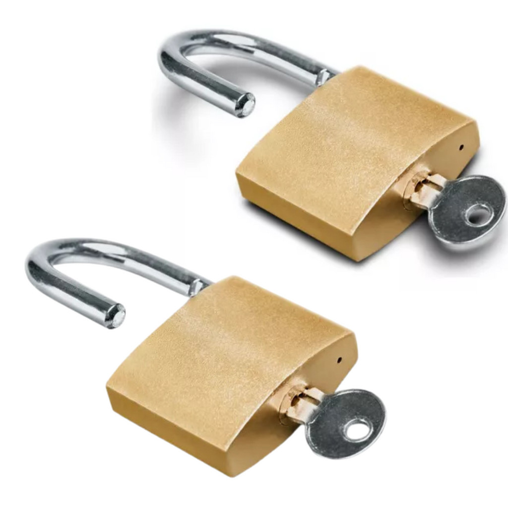 Imagem Kit 2 Cadeados 38mm Antifurto Com 3 Chaves Para Janela Mala Armarios