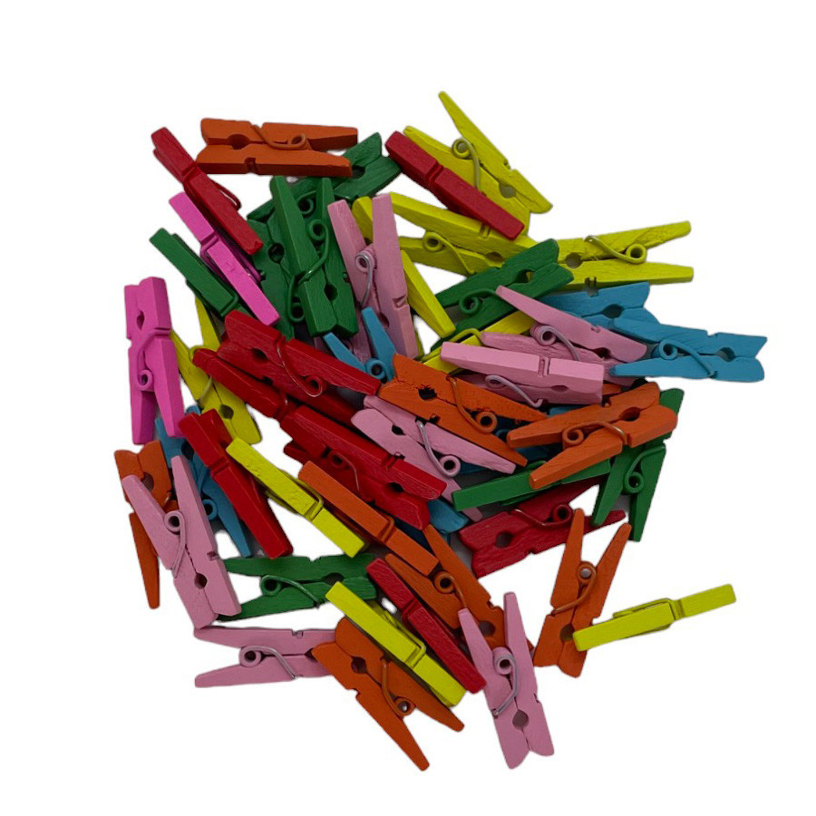 Prendendor de Madeira Colorido - 2,5cm - 50 unidades - Rizzo em Oferta na Shopee