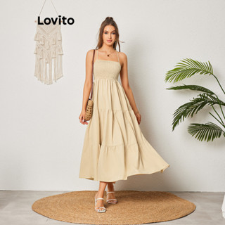 Lovito Casual Vestido Feminino Liso Bata com Camadas LBL08392