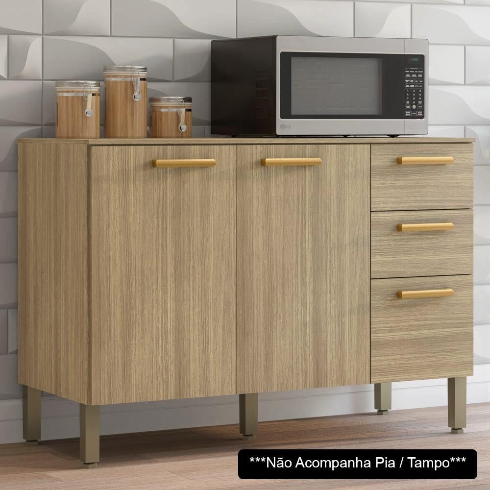 Balcão Gabinete para Pia sem Tampo 120cm Urban K02 Freijó - Mpozenato em Oferta na Shopee