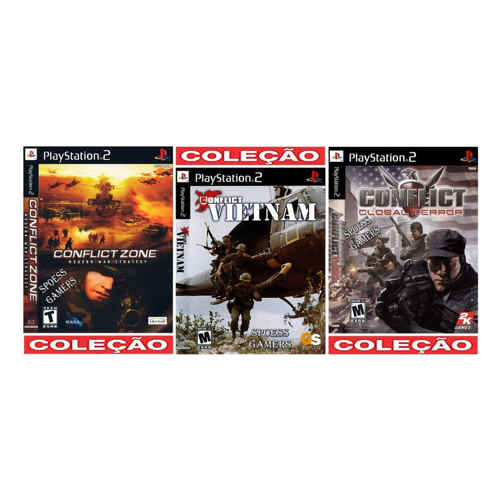 Conflict Zone, Vietnam, Global Ps2 Coleção (3 Dvds) Patch