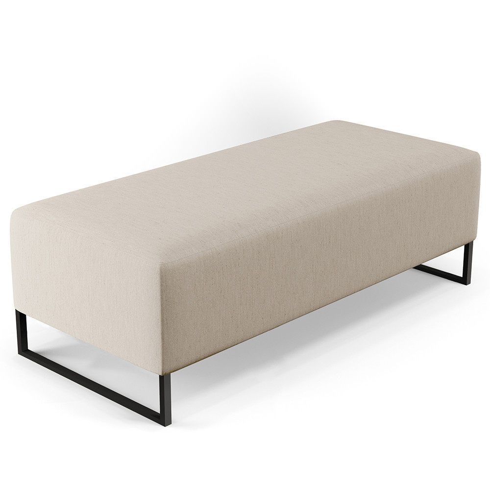Puff Decorativo Sala de Estar Bali W01 Base Ferro 120x50 cm Linho Bege - Lyam Decor