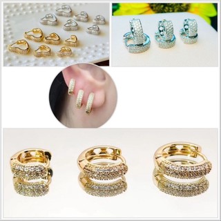 Brinco Trio Argola BANHADA A OURO 18K com 3 Fileiras de Zircônias Cravejada Kit 3 pares  Argolinhas Folheadas á Ouro 18K