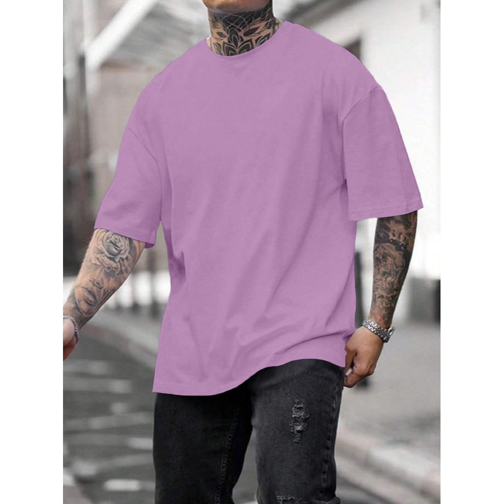 T Shirt Plus Size Lilás Camisa Casual Fitness Sem Estampa Camiseta Larga Confortável Blusa Oversized