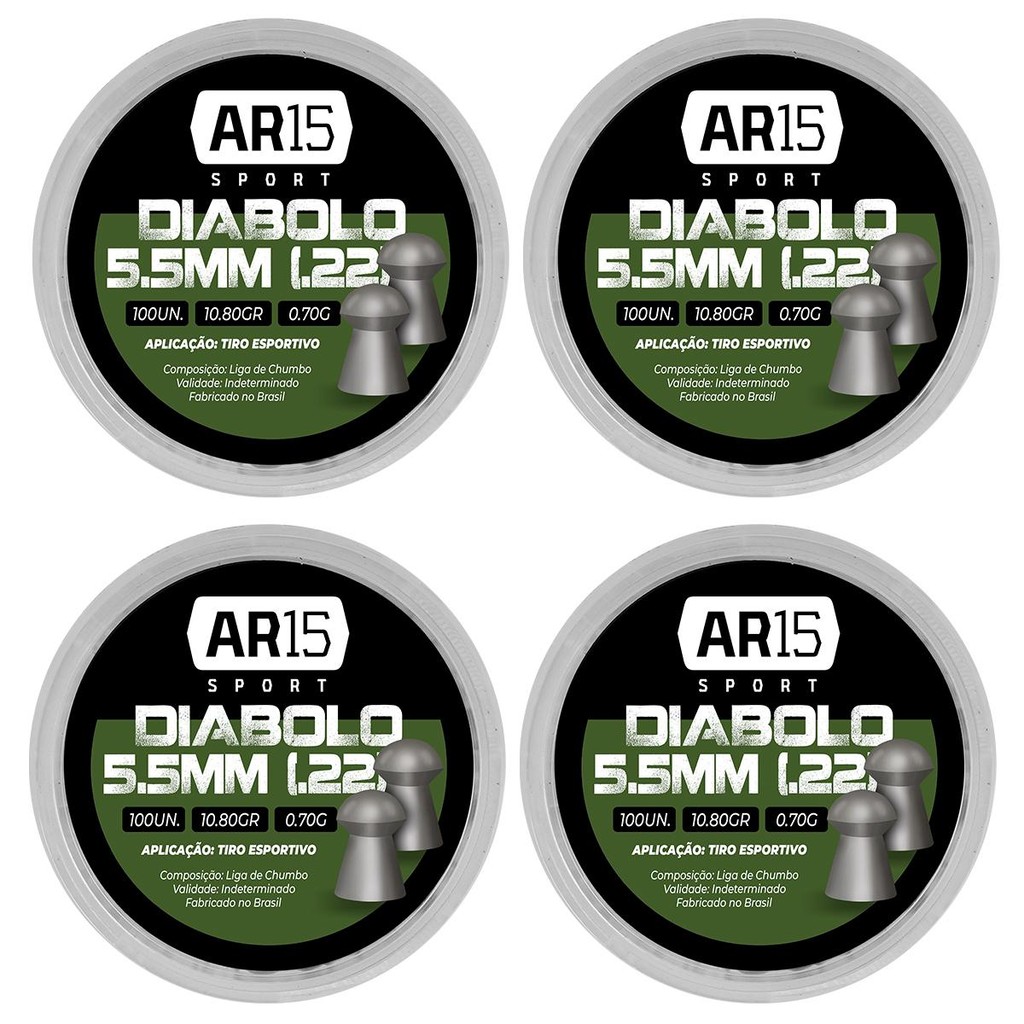 4un - CHUMBINHO AR15 DIABOLO 5,5MM 100UN 10,80GR