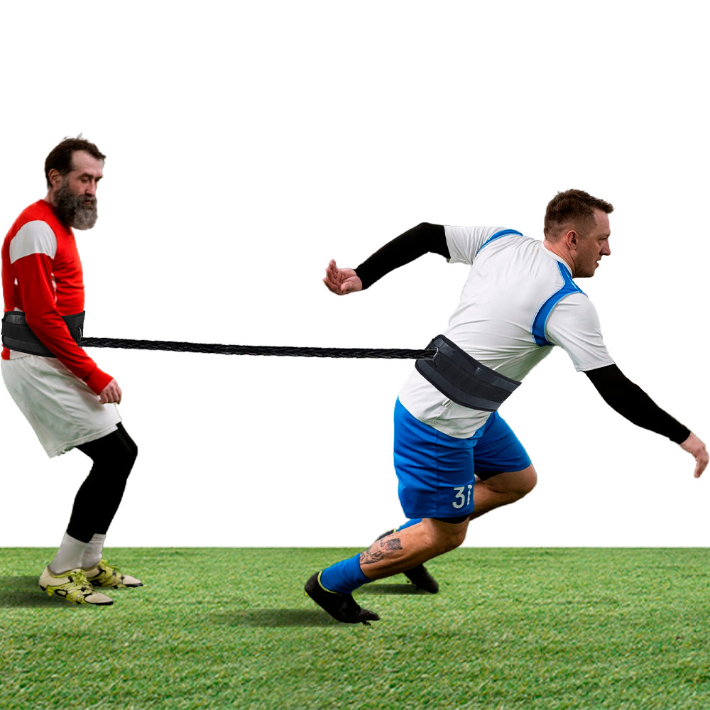 Cinto de Tração Duplo para  Atletismo Tensão Resistência Ajustável Com 2 Elástico Revestido Exercício Corrida Explosão