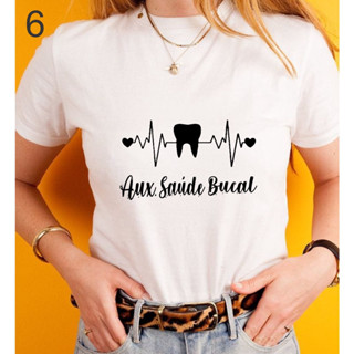Camiseta Tshirt Feminina Aux. Sáude Bucal Profissões GaelShop em Oferta na Shopee