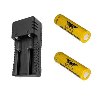 Kit 1 Carregador De Bateria Preto Bivolt 18650 E 2 Baterias Qualidade Linha Premium