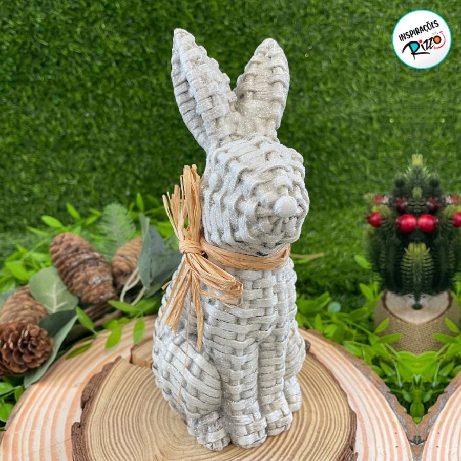 Enfeite Decorativo de Pascoa - Coelho  com Laço - 20cm - 1 unidade - Rizzo