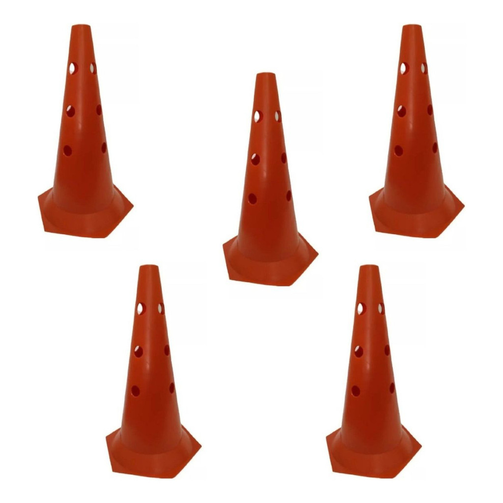 Kit 5 Cone Furado 50cm Fitness Treinamento Funcional Futebol