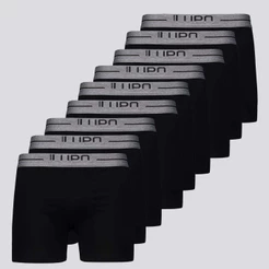 Kit de 9 Cuecas Boxer Lupo Anatomic Shape Preta e Cinza