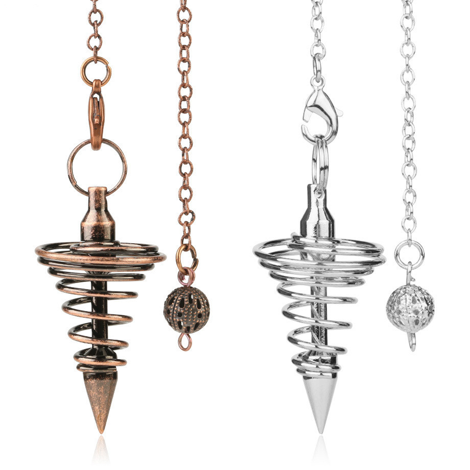Colar Pendulo de Radiestesia Espiral, Metal Prata/Ouro/Ouro Rosê com Corrente, Colar para Divinação e Reiki ﻿