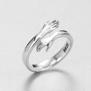 S925 Anel De Moda Prata Coreano Aberturas Ajustáveis De Casais De Amor