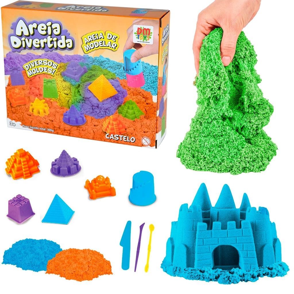 Areia Divertida Magica Cinetica De Modelar Com Moldes De Castelo Colorido Sensorial Infantil - Dm Toys em Oferta na Shopee