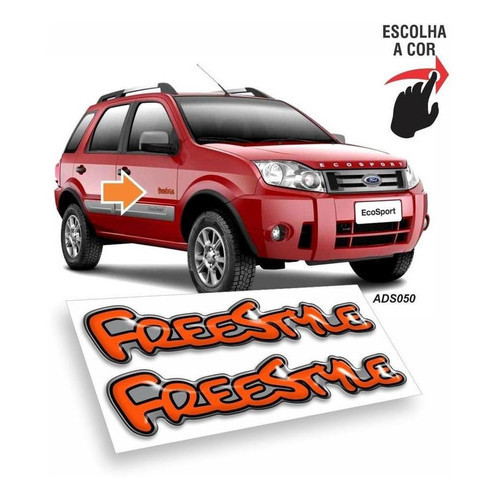 Adesivo Freestyle Ford Ecosport Ano 07/12 Resinado Laranja