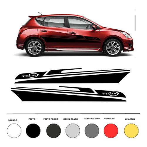 Adesivo Carro Tiida Nissan Faixa Lateral Em Vinil Compatível