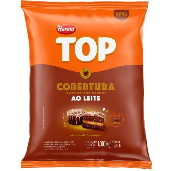 Chocolate Top Harald Gotas Ao Leite Cobertura Frac 1,01kg em Oferta na Shopee