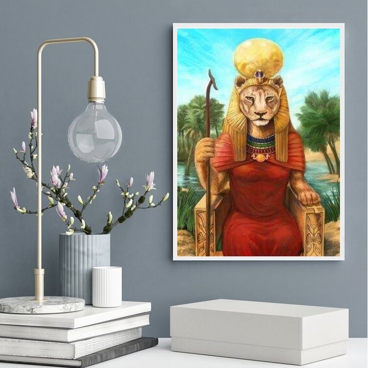 Quadro Decorativo Deusa Sekhmet 24x18cm