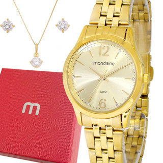 Relógio Mondaine Feminino Dourado Original Luxo Prova Dágua