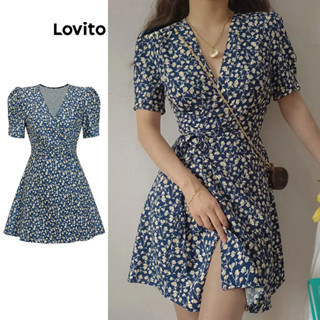 Lovito Casual Vestido Envelope Floral para Mulheres L80ED279