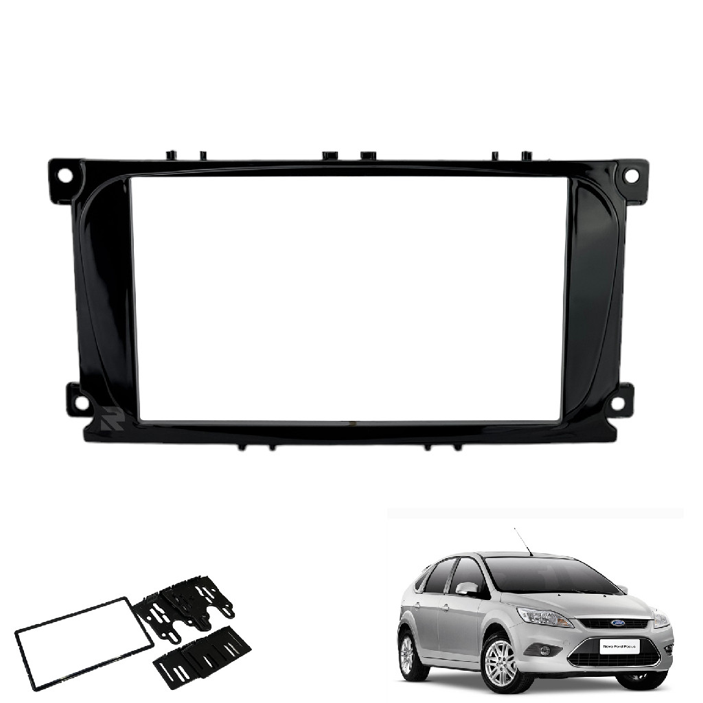 Moldura Painel DVD 2 Din MP5 Central Multimidia 7 Polegadas Ford Focus 2009 a 2013 Black Piano