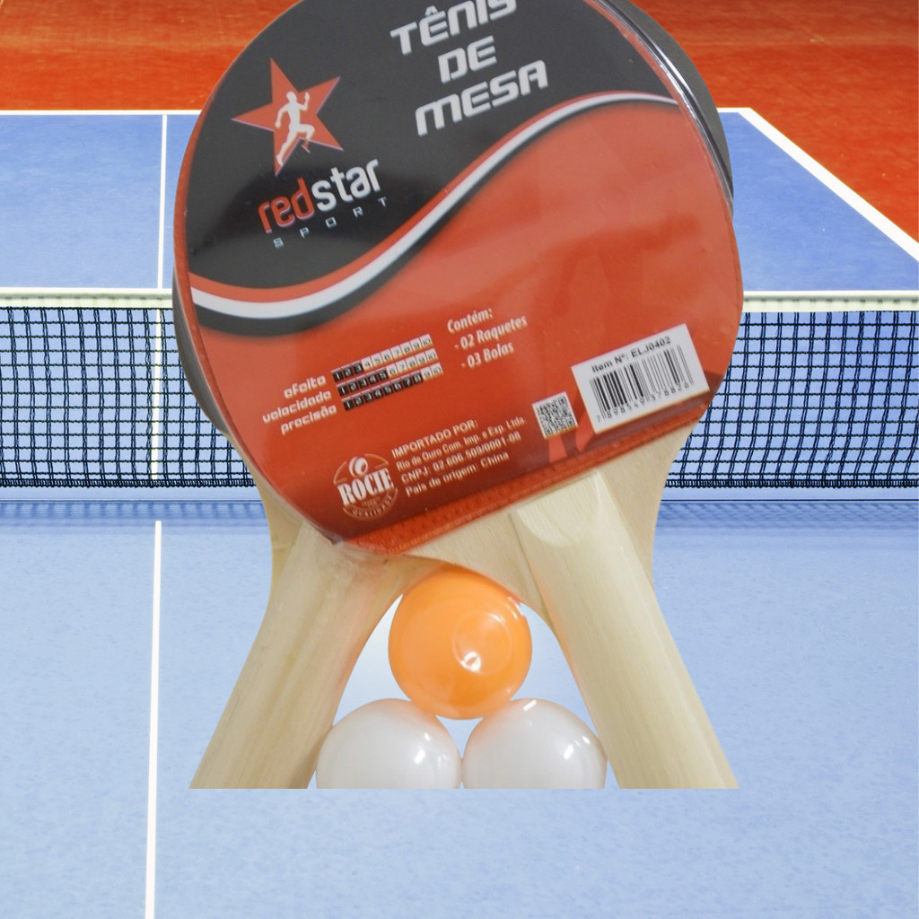 Raquete Ping Pong Tênis De Mesa Conjunto 2 Raquetes + 3 Bolinhas Kit Pingpong